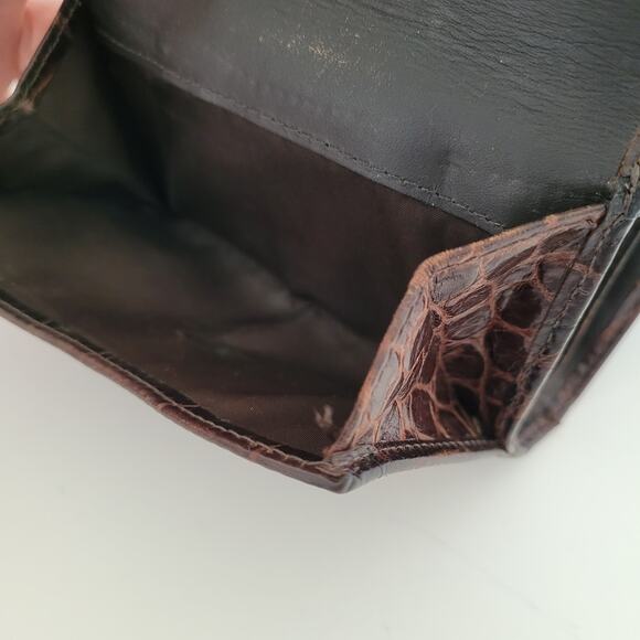 Coach Madison Wallet Brown Croc Bifold 5x4 Medium Card Bill Holder Logo Leather - Picture 9 of 12